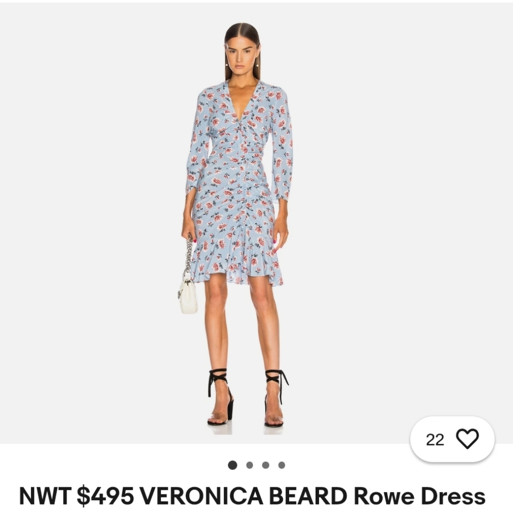 Veronica Beard Blue Floral Long Sleeve Dress